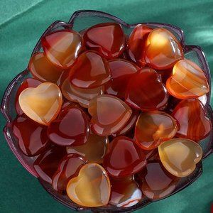 BOGO Orange Carnelian Heart Love GemStone Palm Worry Stone Pocket Gem New